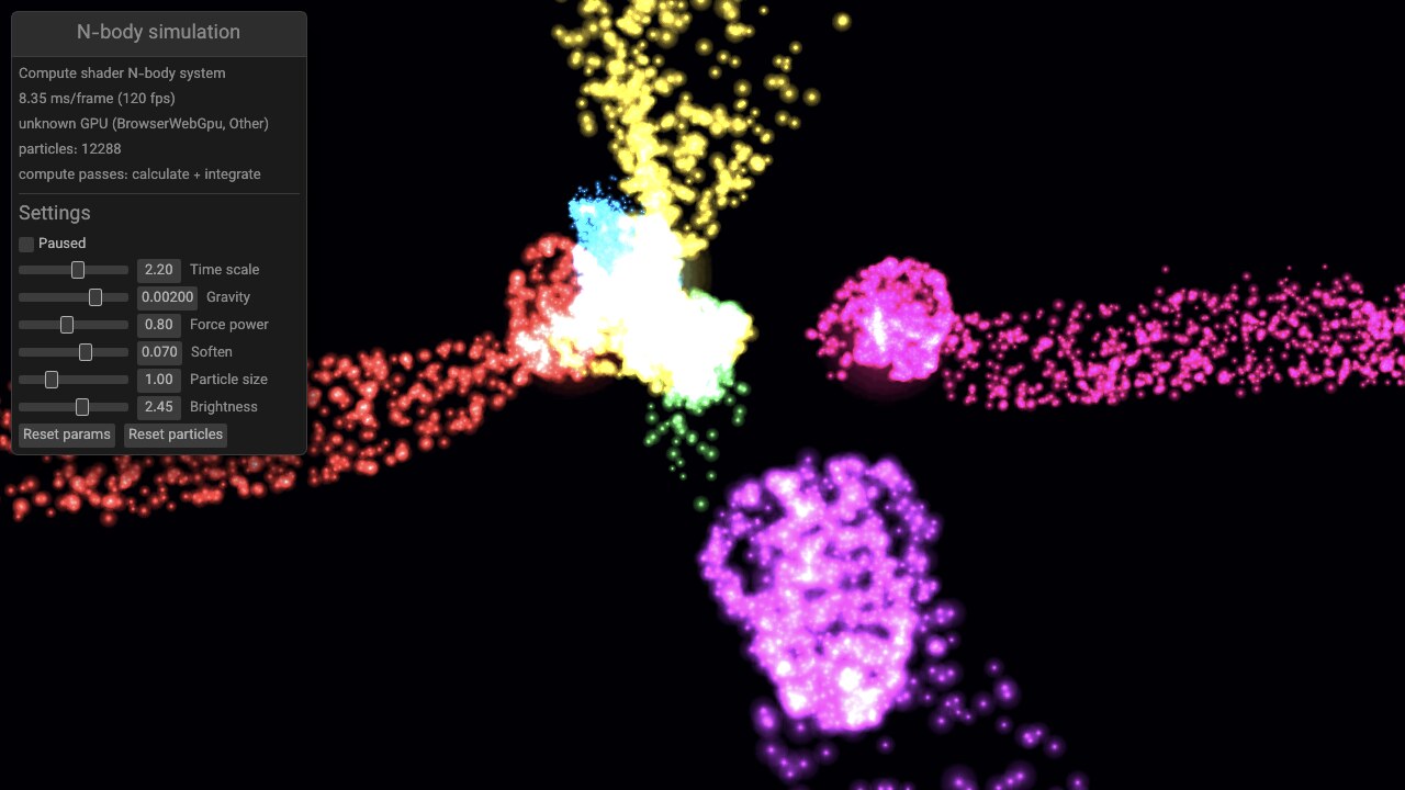 N-body simulation screenshot